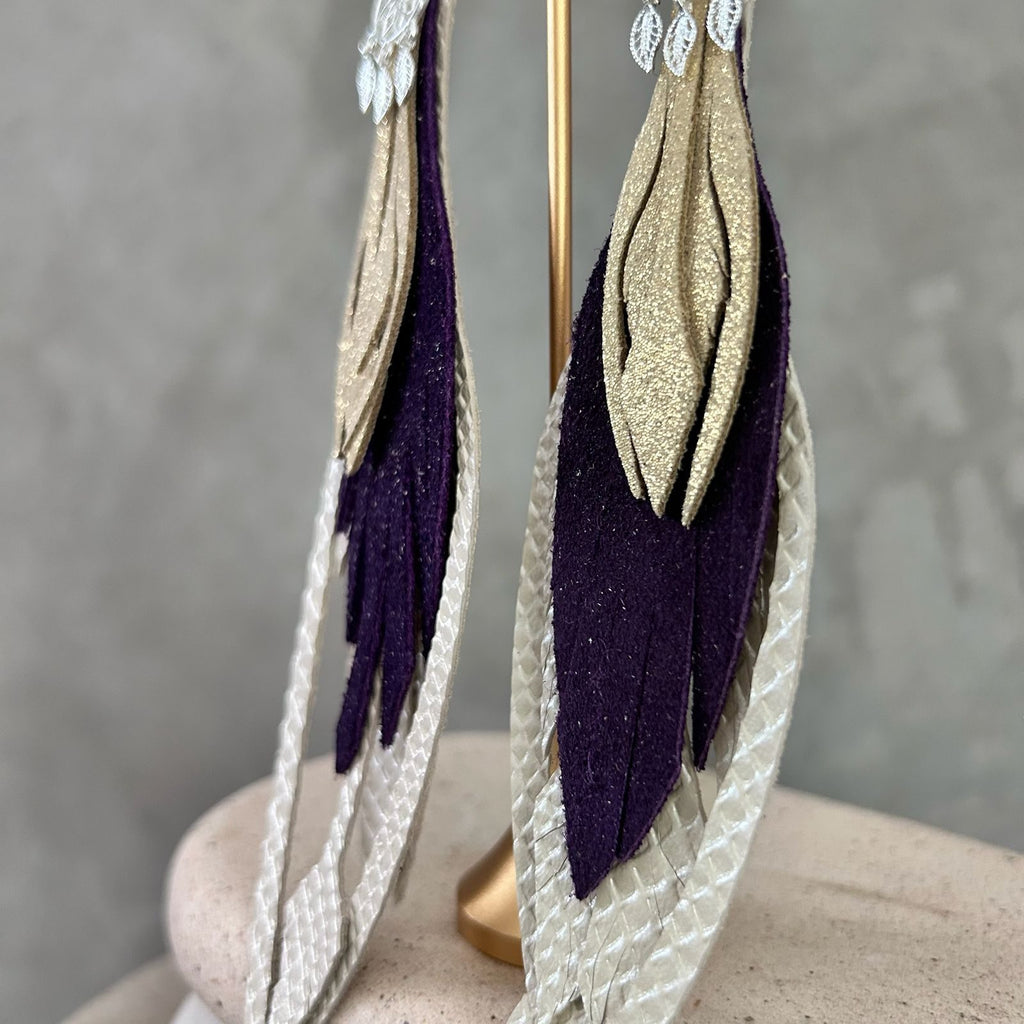 Beige texturizado + morado + dorado disco