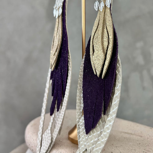Beige texturizado + morado + dorado disco
