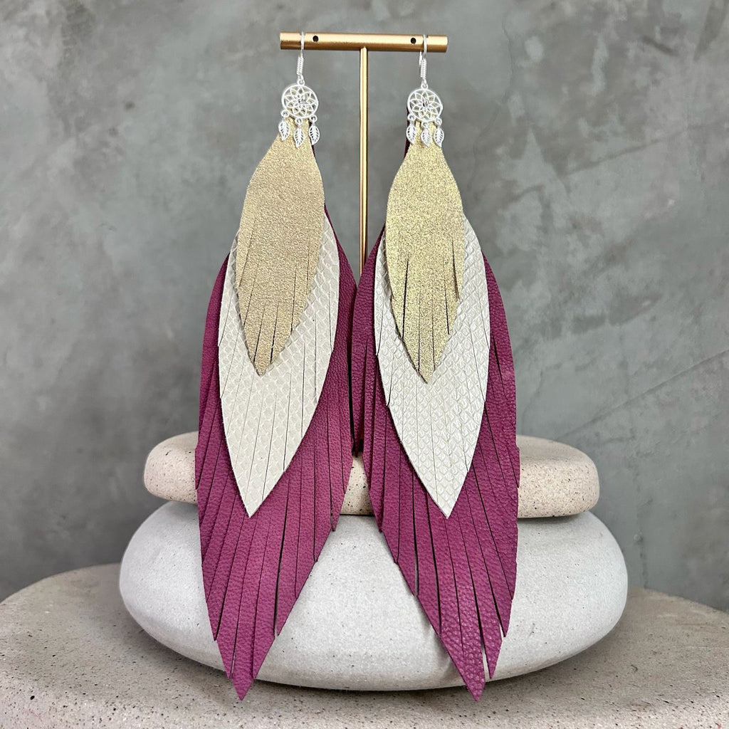 Magenta + beige texturizado + dorado disco