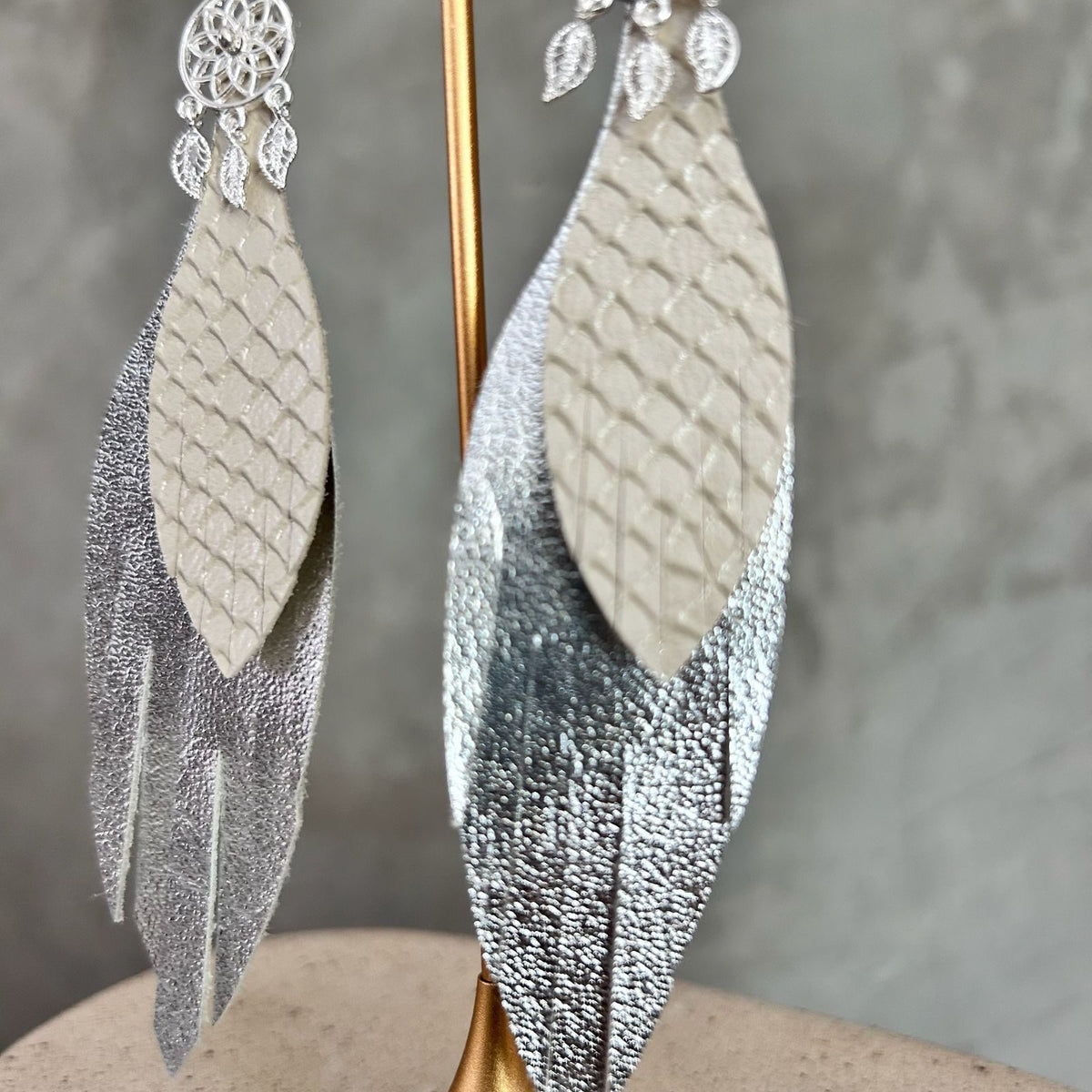 Plata + beige texturizado