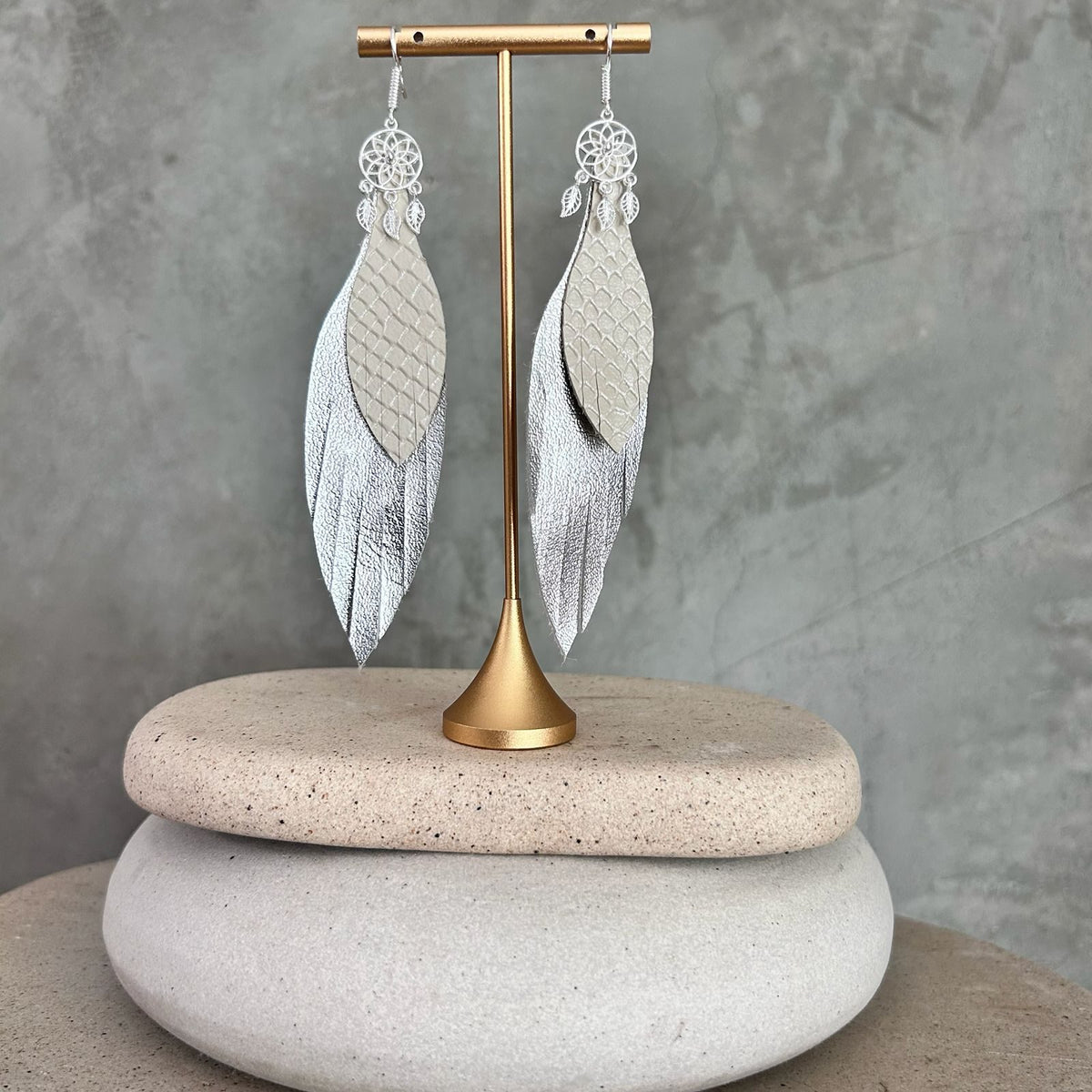 Plata + beige texturizado