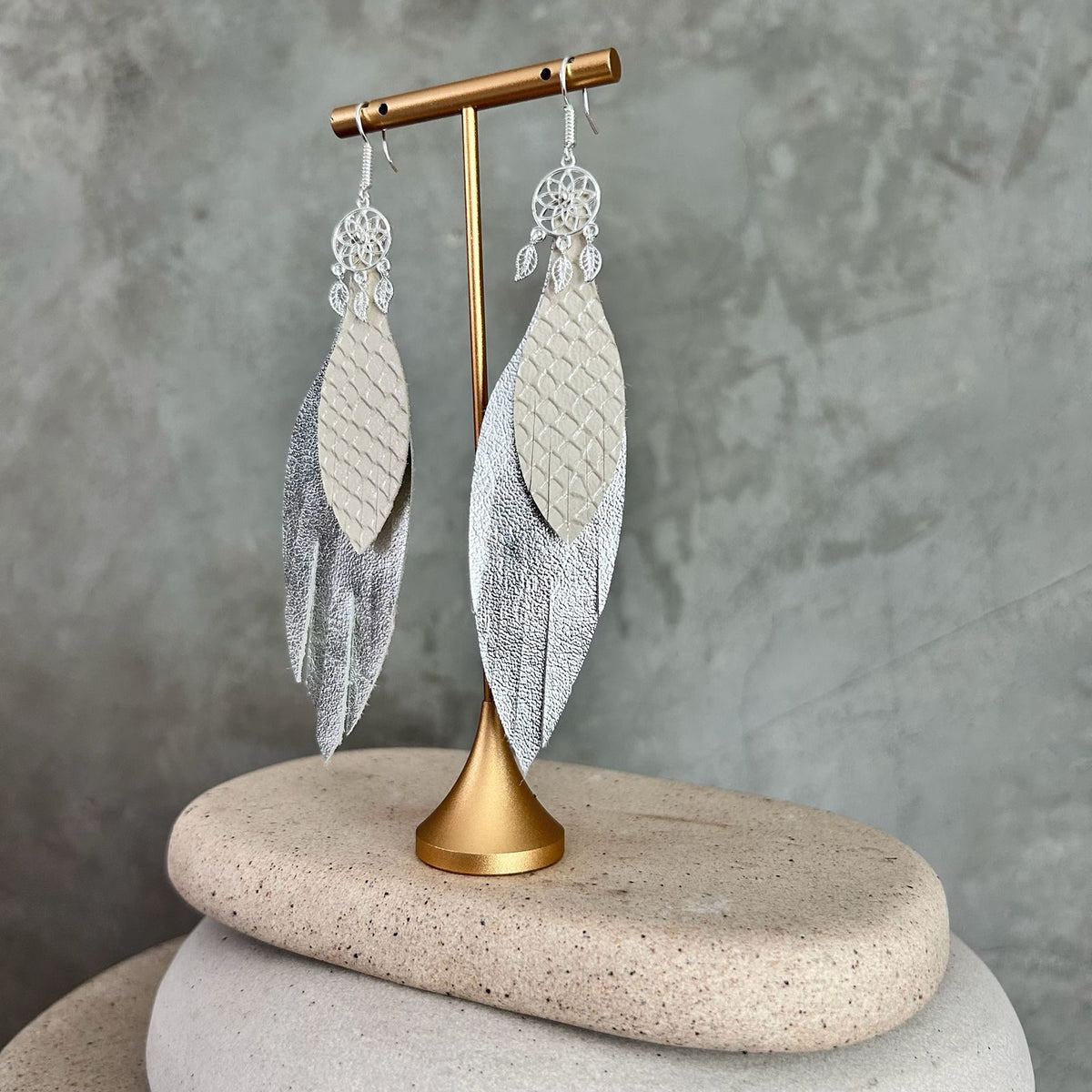 Plata + beige texturizado