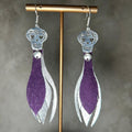 Aretes Calavera · Plata y púrpura, tamaño chico, colección Día de Muertos