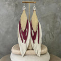 Aretes Piel, magenta y dorado, tamaño maxi, colección Básicos
